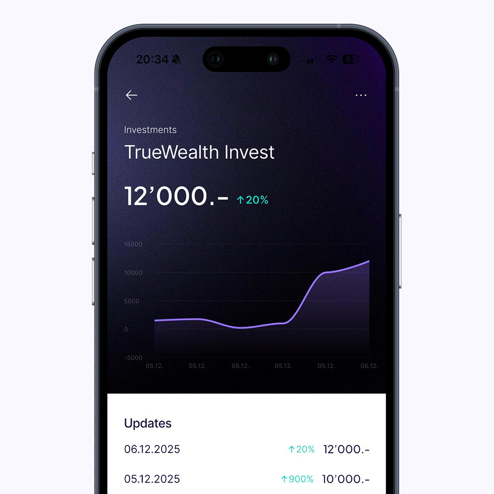 TILT net worth tracker account detail showing a balance trend chart and a list of updates over time.