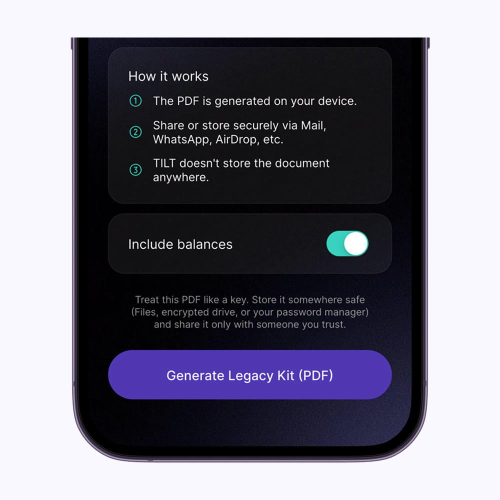 TILT net worth tracker reminder settings showing weekly, biweekly, and monthly check-in reminders